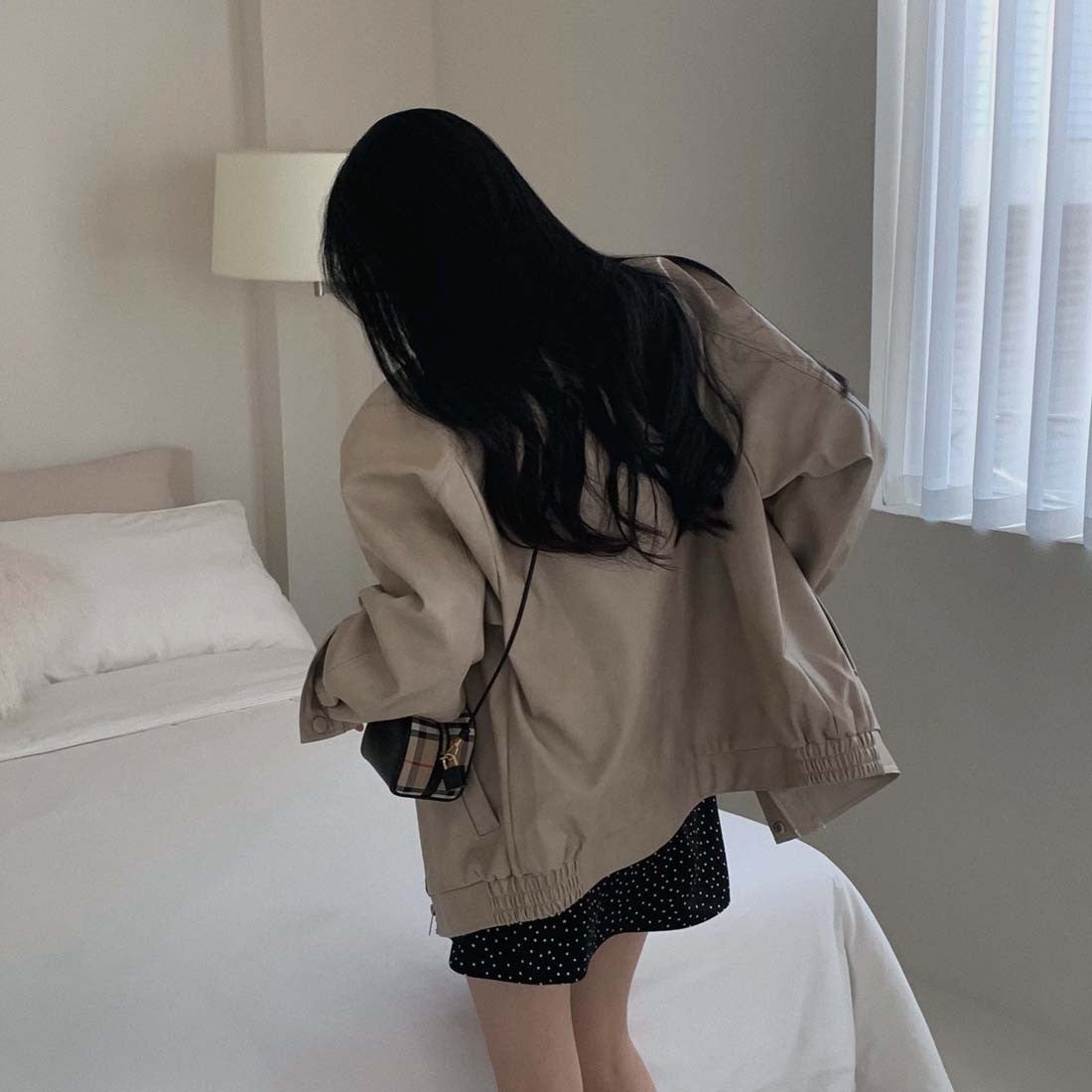 Sli Loose PU Leather Jaet Women's Chic Retro Collar Versatile BF Sle Motorcycle Clothes Trendy Long Sve Zipper