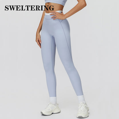 High Waist Fitness Sports Leggings Solid Yoga Leggings Women Gym Workout Trousers Female Quick Dry Push Up Slim Yoga Pants