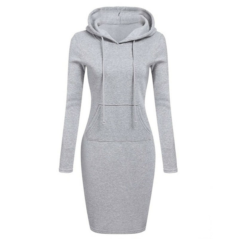 Fashion Sweatshirt Dresses Women's Pocket Hooded Casual Dresses Mini Dresses