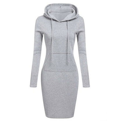 Fashion Sweatshirt Dresses Women's Pocket Hooded Casual Dresses Mini Dresses