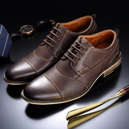 2022 Spring New Men's Business Dress Shoes Genuine Leather England Fashion Casual Oxfords Shoes Classic Three Colors Size 7.5-13