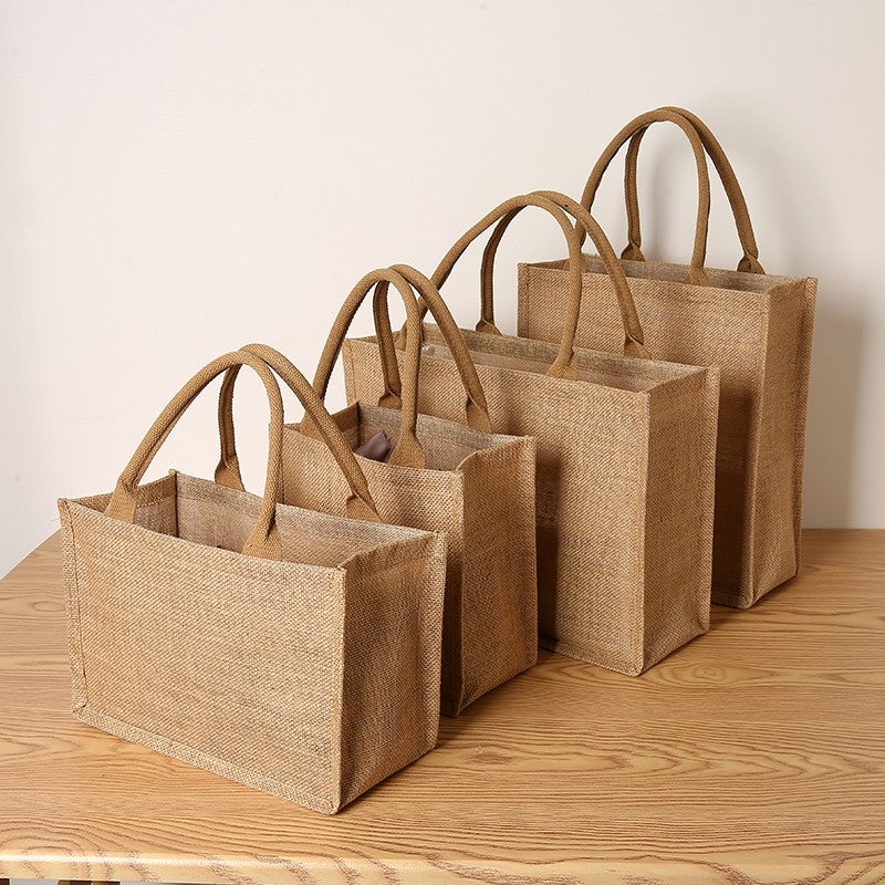 Bolsa feminina de juta, sacola de compras de grande capacidade, bolsa de viagem, bolsa masculina aberta