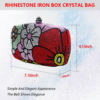Women Multi Flower Rhinestone Clutches Luxury Diamond Wedding Purse Crystal Dinner Handbags Designer Party Stones Minaudere Bags