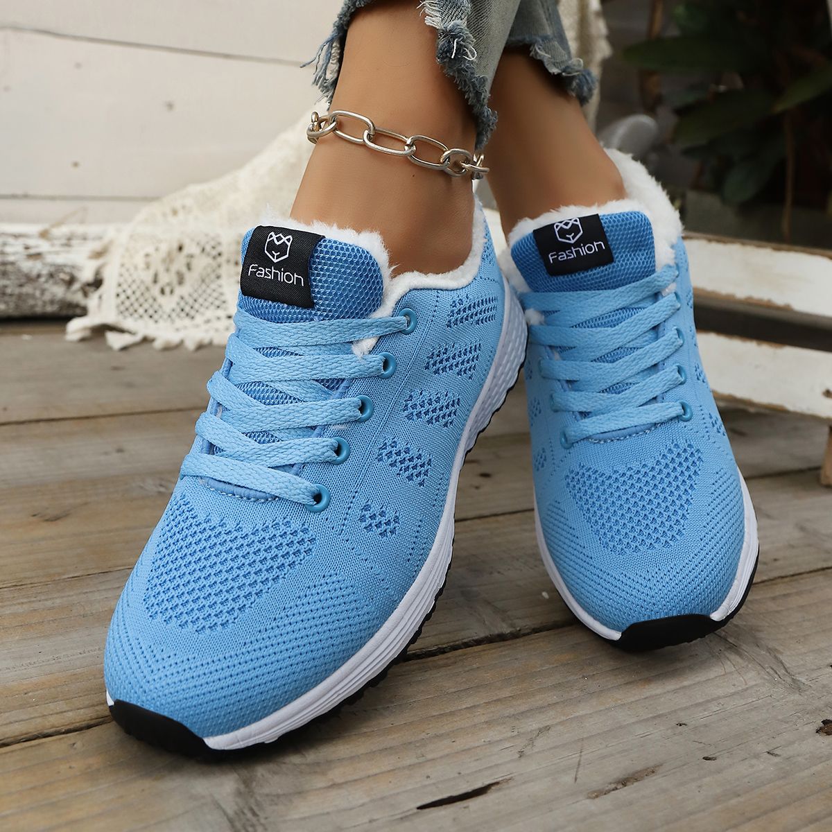 Winter Warm  Casual Sports Shoes  Women's Fleece-lined High-top Sneakers