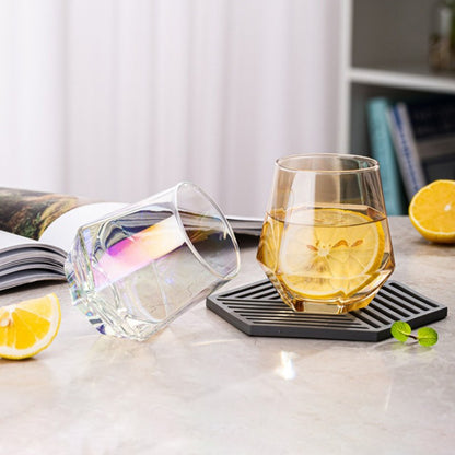 Taças de Vinho Borda Hexagonal 300ml Taça Transparente para Coquetéis Bar Festa Clube Banquete Utensílio para Beber Champanhe Limonada Água