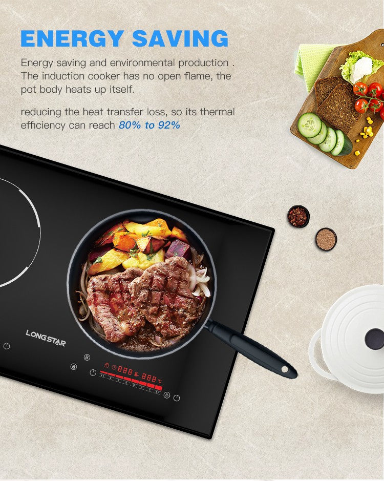 Factory 2025 New kitchen electric hob with Invisible Control Area double induction cooker ceramic plate 4400W induction cooker