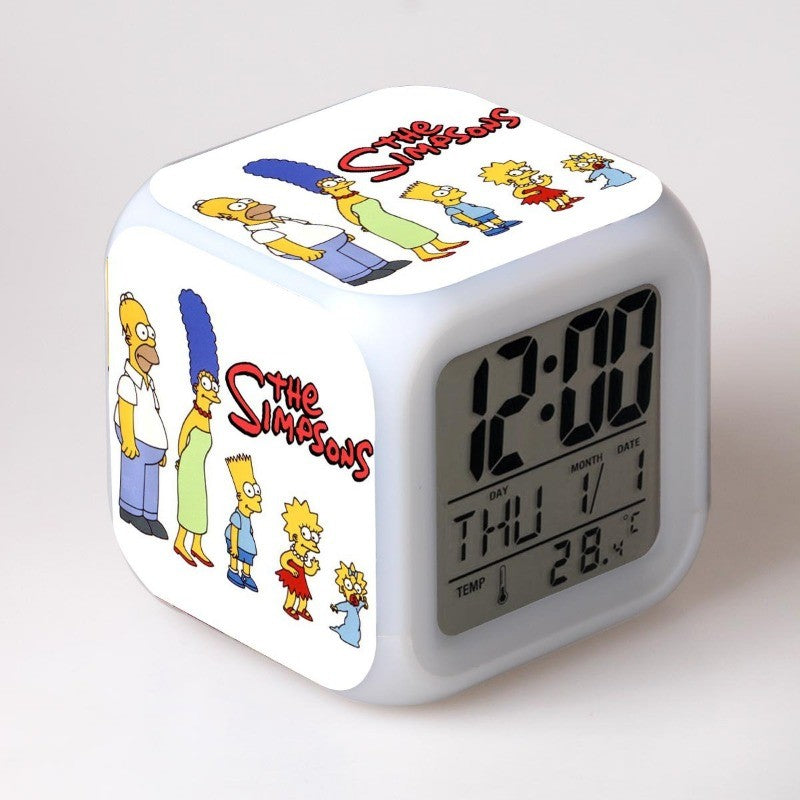 Simpsons Homer Relógio Despertador Digital LCD com Calendário Termômetro Relógio Despertador Portátil Decoração de Mesa Presentes Novo