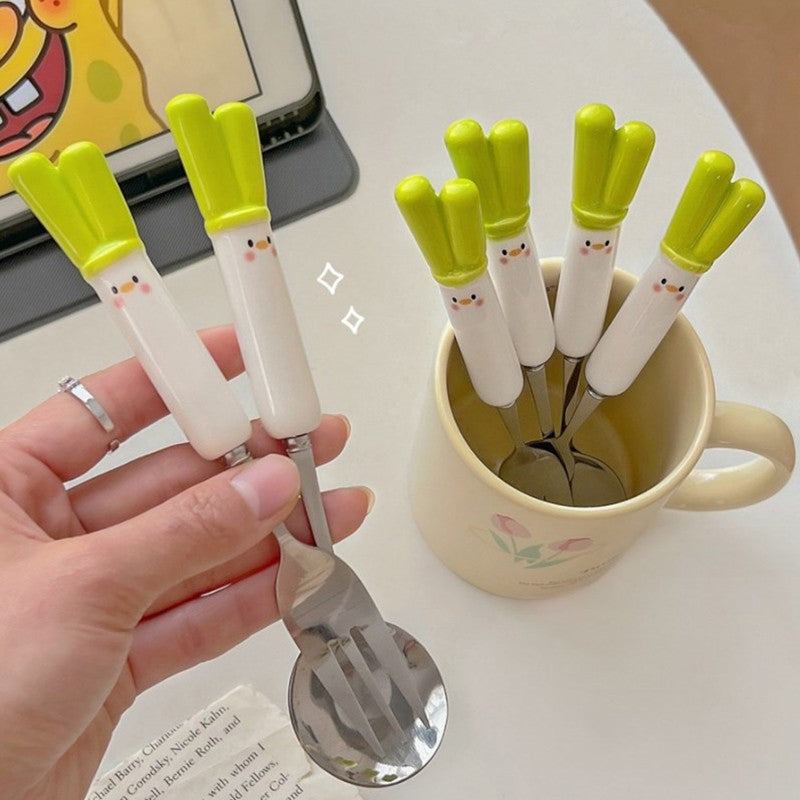 Cutlery Cartoon Onion Spoon Fork Chopsticks Sets Portable Lunch Tableware Stainless Steel Travel Dinnerware Kitchen Accessories
