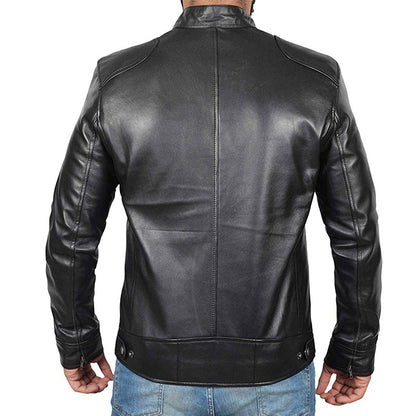Men' s Retro Leather Jacket Stand Collar Biker Jacket Slim fit Multi-Pocket Coat Autumn Winter Outwear