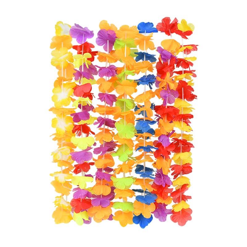 10/20/50pcs Hawaiian Flower Wreath Necklace Summer Tropical Birthday Party Decoration Luau Wedding Artificial Flower Garland Lei