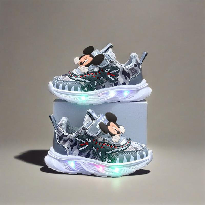2025 New Disney Boys Led Lighted Shoes Fashion Mickey Children's Casual Sneakers Kids Luminous Shoes Sport Shoes Lighted Shoes