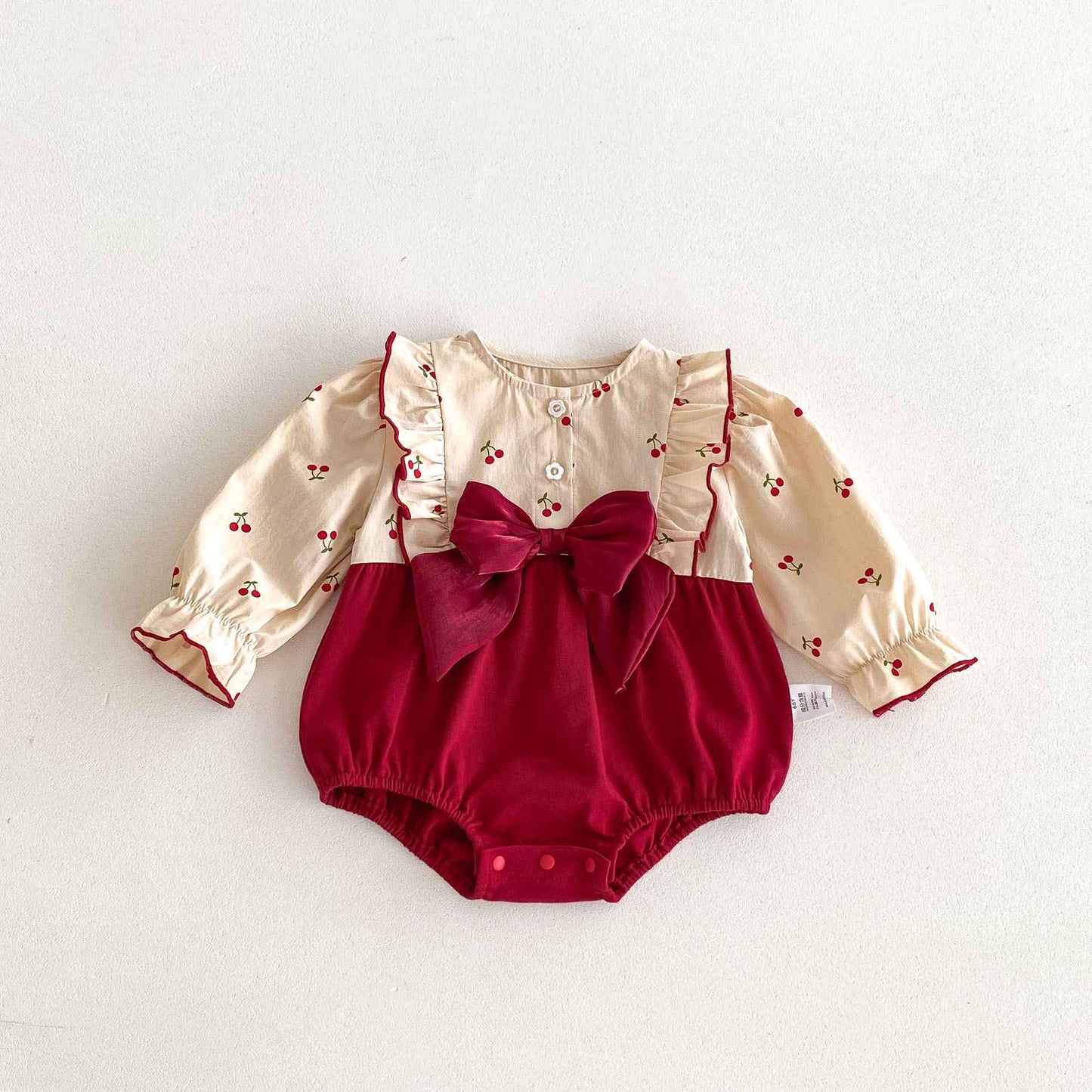 Newborn Christmas Red Clothes Autumn Kids Baby Girls Sweet Petal Collar Princess Rompers Infant New Baby Girls Rompers Clothes