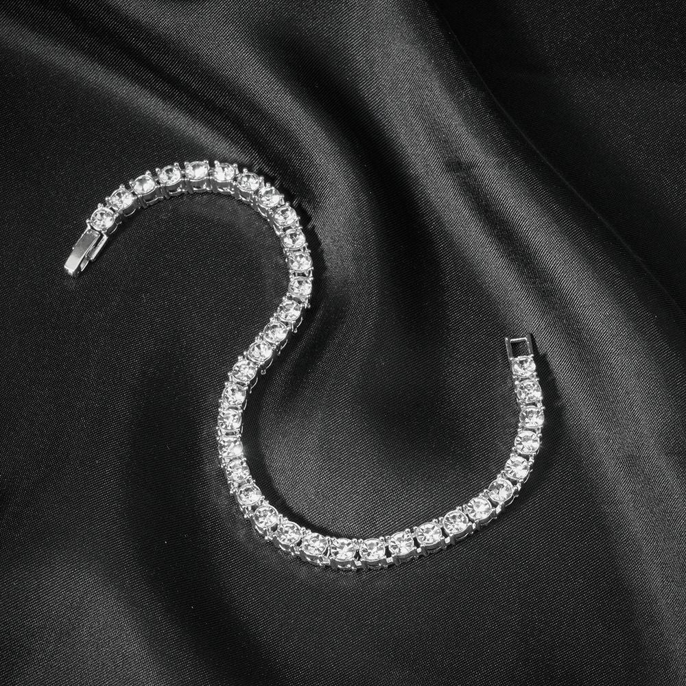 Corrente de Tênis Hip Hop 5MM, Pulseira e Colar Iced Out, Masculino, Moda Prata, Correntes de Tênis, Feminino, Gargantilha 20 polegadas, Presente Punk