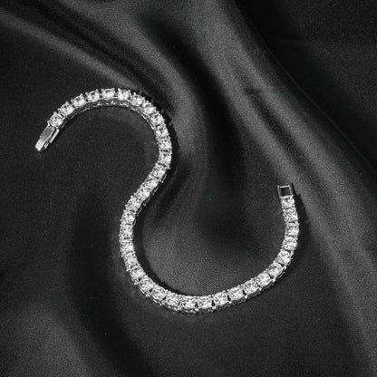 Corrente de Tênis Hip Hop 5MM, Pulseira e Colar Iced Out, Masculino, Moda Prata, Correntes de Tênis, Feminino, Gargantilha 20 polegadas, Presente Punk