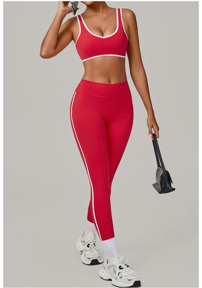 Yoga Suit Sports Fitness High Waist Peach Hip Tight Removable Padding Sports Bra Outfit Running Workout Clothes Gym Leggings Set