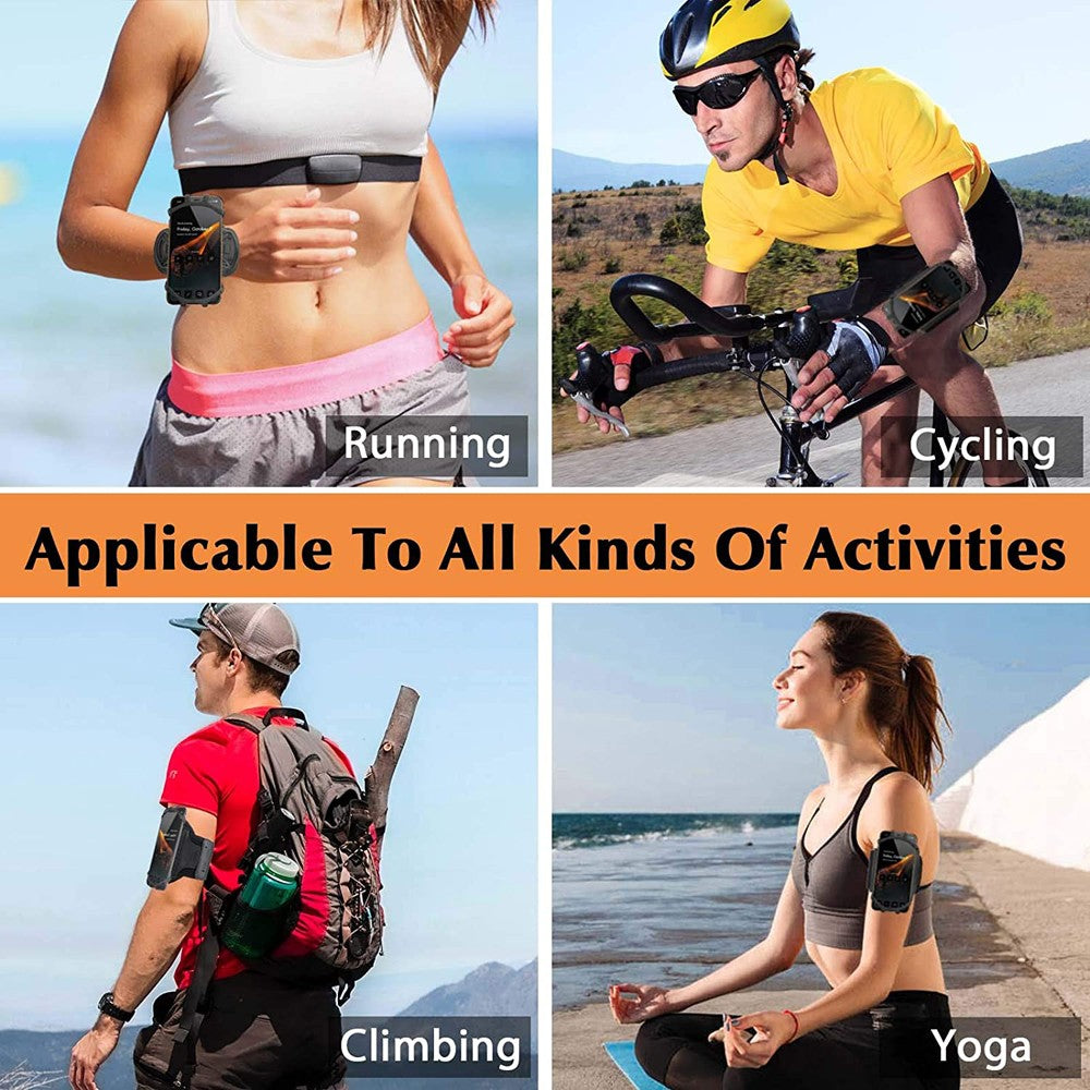 Running Wristband Phone Holder 360°Rotation Detachable Sports Armband with Key Holder for iPhone Samsung Xiaomi Huawei Phone