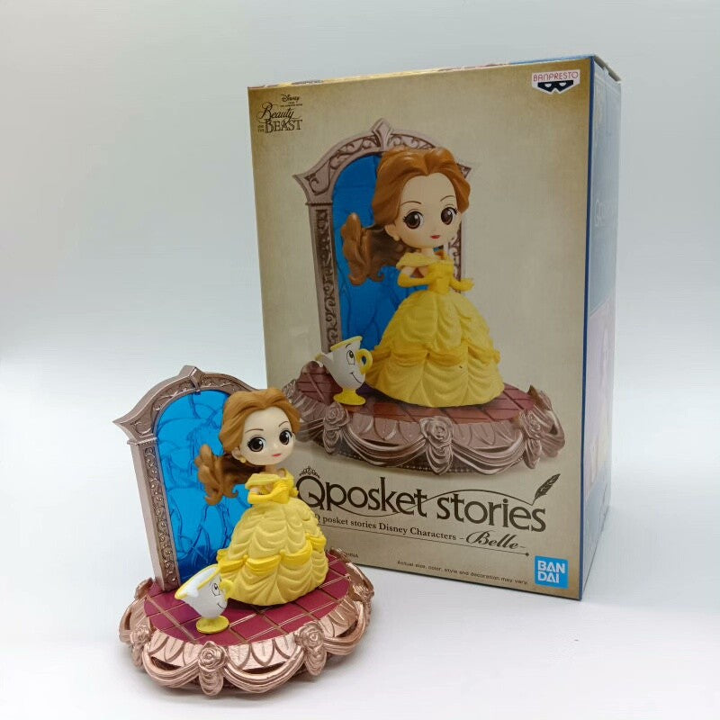 Em estoque Bandai Disney Anime Qposket Personagens Belle Story Series Bonecos de Ação Colecionáveis Brinquedos Presentes de Aniversário