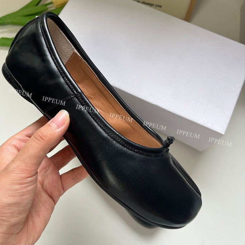 IPPEUM Tabis Shoes Black Ballets Flats Split Toe Women Mary Janes Plus Size 44 Dress Loafers Ballerina Zapato Mujer