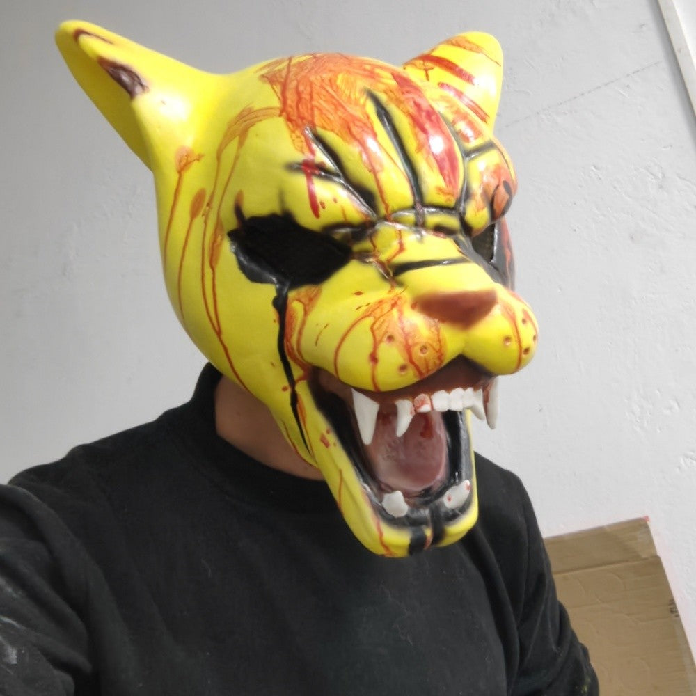 Hotline Miami Tony Tiger Mask Game Cosplay Funny Animal Head Cover Horror Tiger Mask Halloween Party Prop Bloody Tiger Mask