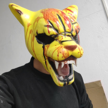 Hotline Miami Tony Tiger Mask Game Cosplay Funny Animal Head Cover Horror Tiger Mask Halloween Party Prop Bloody Tiger Mask