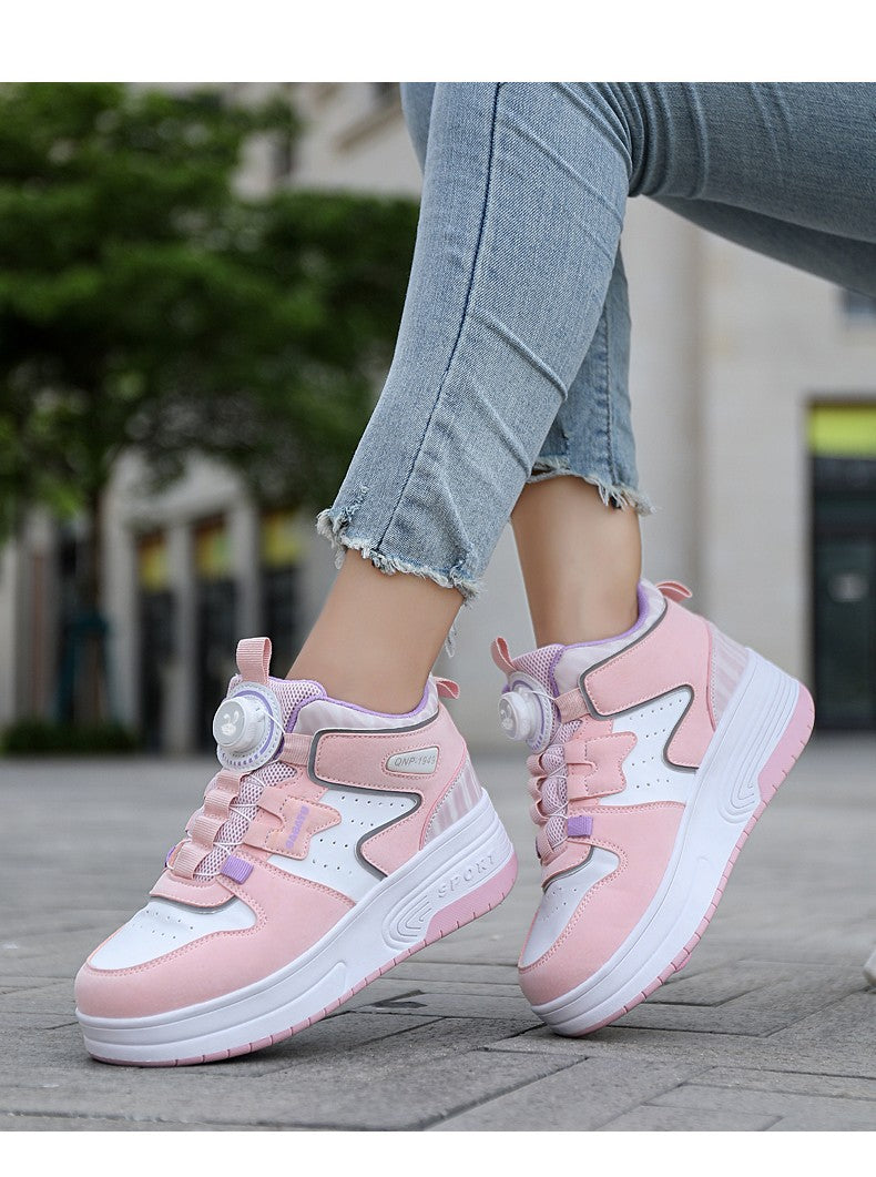 Children Junior Roller Skate Shoes Kids Sneakers with Two Boys Girls Wheels Shoes Running Adult Casual Boys Shoes size 31-42