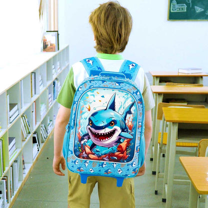Rolling panda Backpack for Boys, Kids Roller Wheels School Bookbag with Lunch Bag, Wheeled School Bag for Children