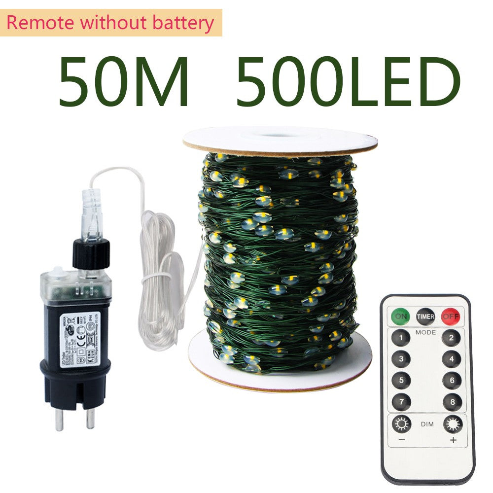10m-200m LED String Lights Outdoor Green Copper Wire Fairy Lights Christmas Garland For Yard Garden Party Christmas Tree Decor