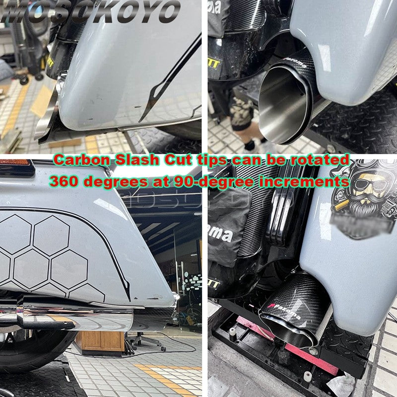 Exhaust System Slip-On Motorcycle Muffler Exhaust Pipe Carbon Fiber For Harley Touring Electra Road Street Glide Road King 17-up