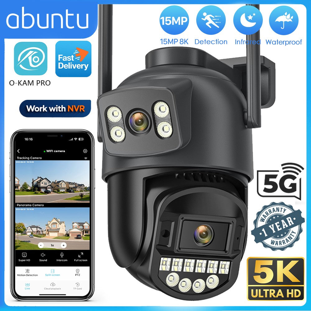10MP 5K PTZ Wifi Camera Outdoor Video Surveillance Dual Screens IP66 Waterproof Human Detection Night Vision 5G Security Camera