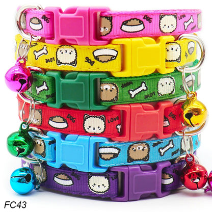 100Pcs Dog Collar With Bells Adjustable customize Necklace Puppy Kitten Collar Accessories Pet Shop Products Rabbit Neck Strap