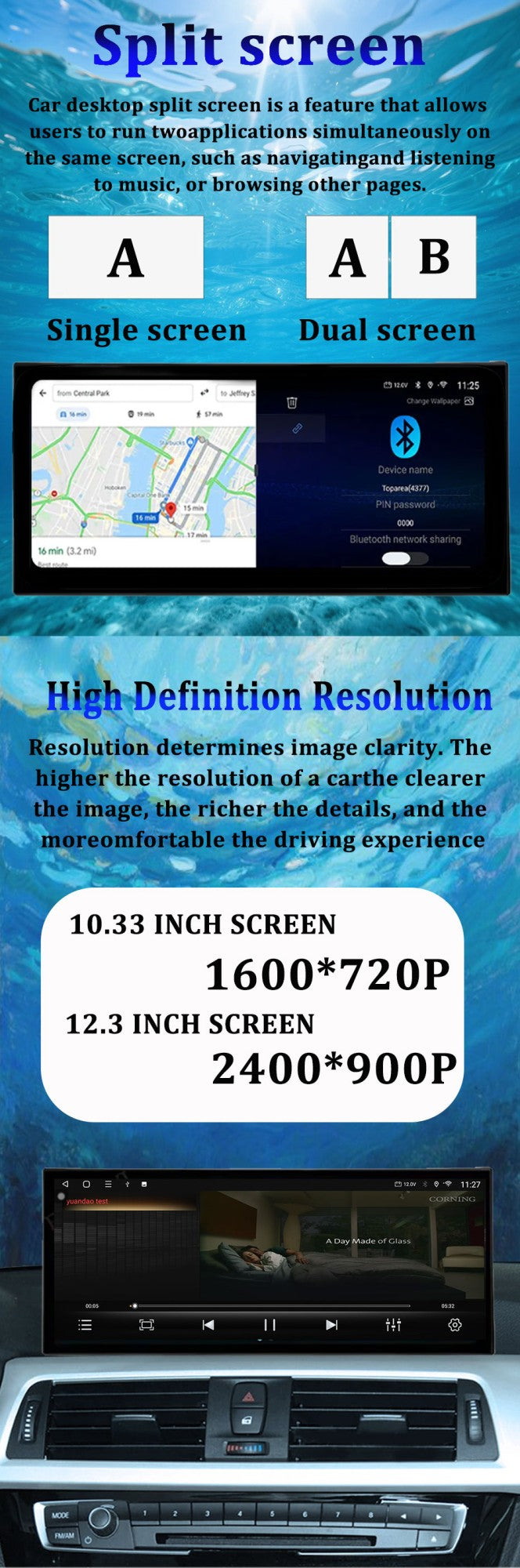 Estéreo Touchscreen Wireless CarPlay Android 15 Para BMW Série 1 F20 F21 F22 F23 2016 - 2023 Sistema NBT/EVO WiFi GPS 4G F6NAVI