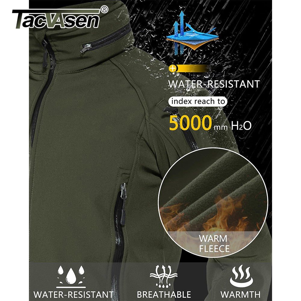 TACVASEN Fleece Lined Waterproof Jackets Mens Jacket Coats Outdoor Safari Windbreaker Winter Warm Work Jacket Outwear Windproof
