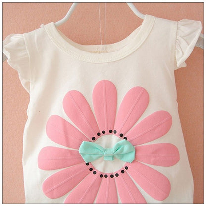 Summer Children Casual Clothes Suit Baby Girls Cute Cartoon Flowers Vest Shorts 2Pcs/Set Toddler Cotton Clothing Kids Tracksuits