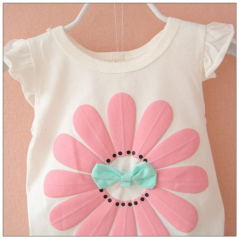 Summer Children Casual Clothes Suit Baby Girls Cute Cartoon Flowers Vest Shorts 2Pcs/Set Toddler Cotton Clothing Kids Tracksuits