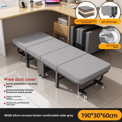Cama dobrável, cama para pausa para almoço, cadeira para soneca, cama de acampamento portátil doméstica com tábua rígida para acompanhante.