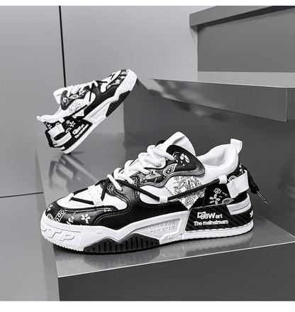 Men's thick soled casual shoes four season soft soled outdoor walking shoes student flat shoes youth fashion sports board shoes