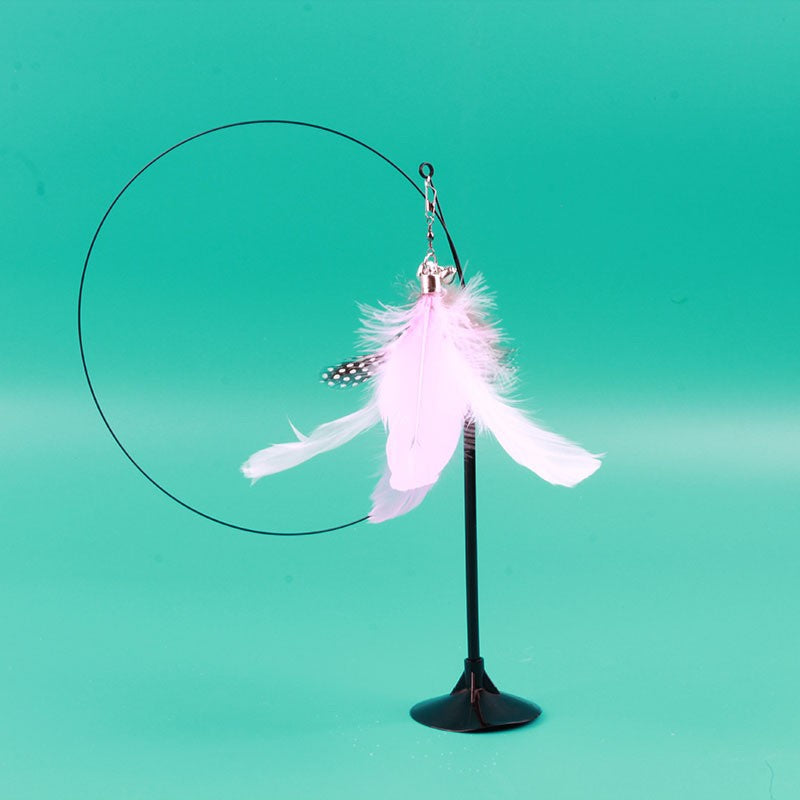 Brinquedo Engraçado para Gatos de Pena Colorida Fofa com Sino Ventosa Varinha Interativa Destacável para Gatinhos Brinquedos para Gatos