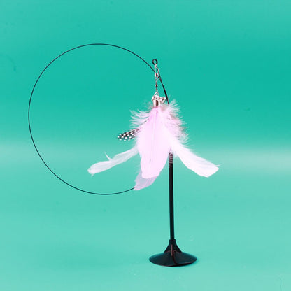 Brinquedo Engraçado para Gatos de Pena Colorida Fofa com Sino Ventosa Varinha Interativa Destacável para Gatinhos Brinquedos para Gatos