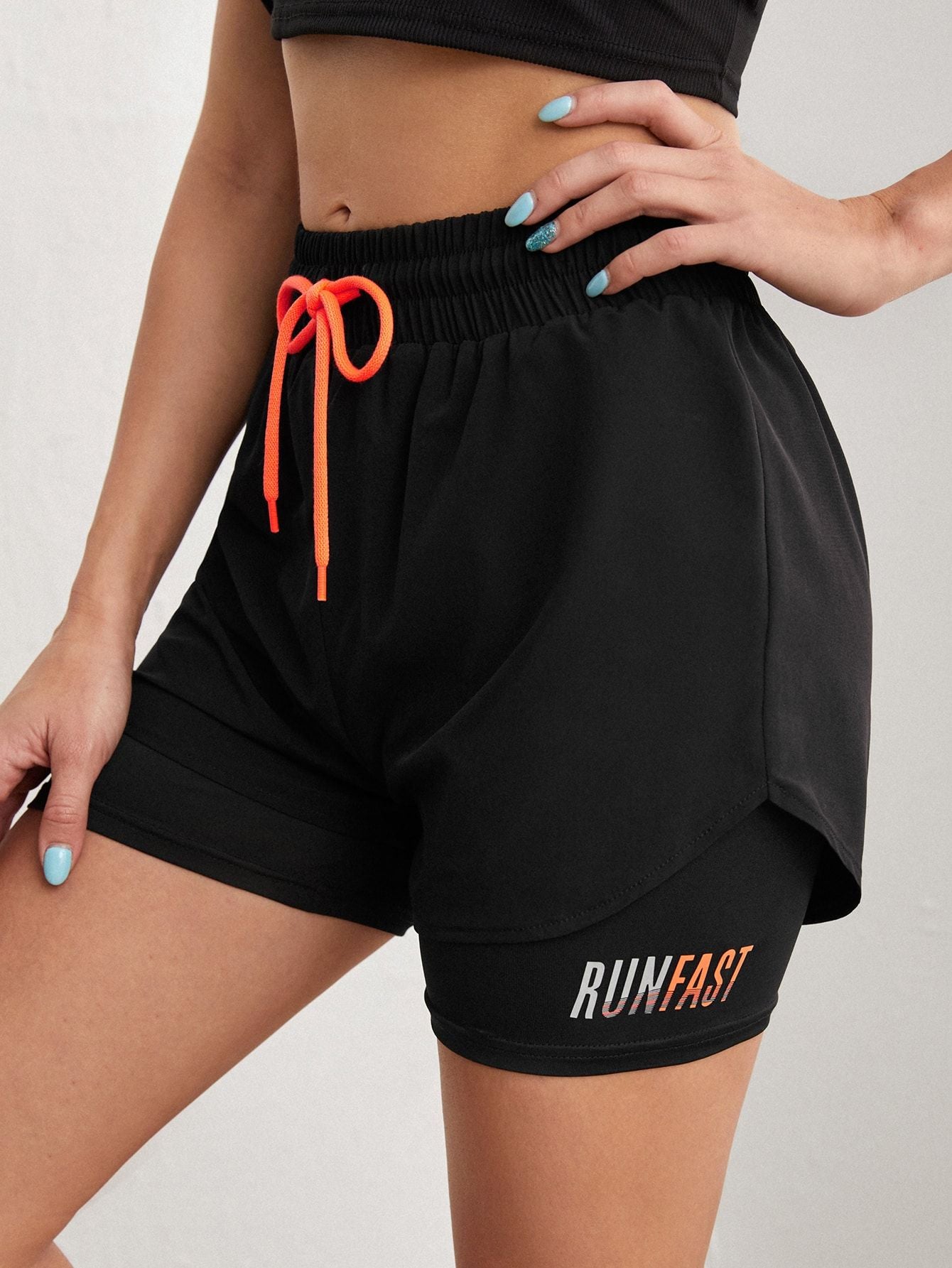 Sports shorts, women's summer hot pants, night running anti glare yoga pants, casual quick drying running breathable fake two-pi
