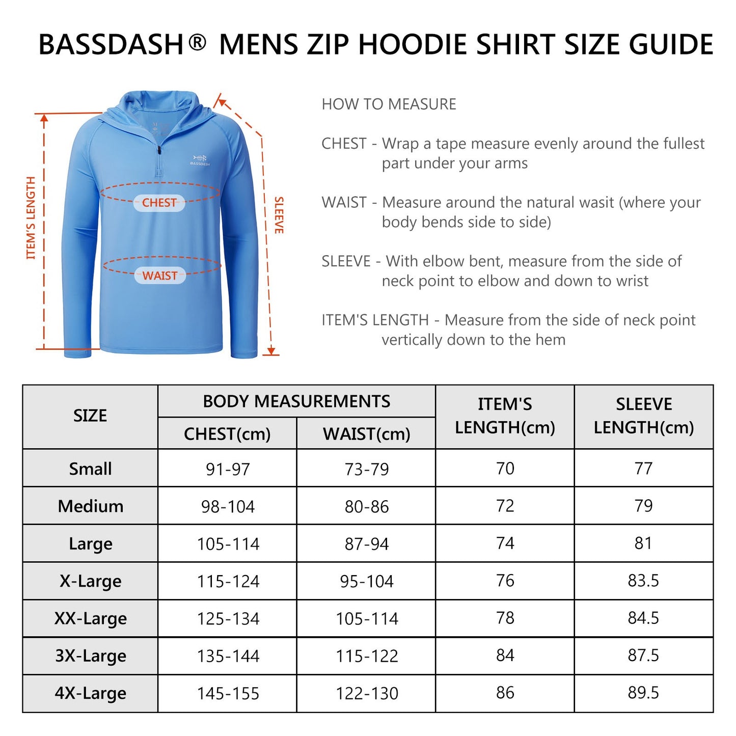 Camisa de Pesca Masculina BASSDASH com Zíper 1/4 UPF 50+ Secagem Rápida Manga Longa Proteção Solar FS24M