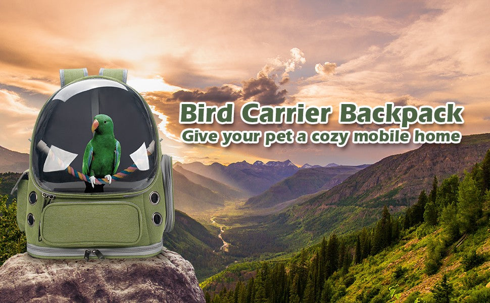 Mochila Transportadora para Pássaros, Gaiola de Viagem para Papagaios com Poleiro e Comedouros para Papagaio e Calopsita para Visitas ao Veterinário, Acampamento, Caminhada, Viagem