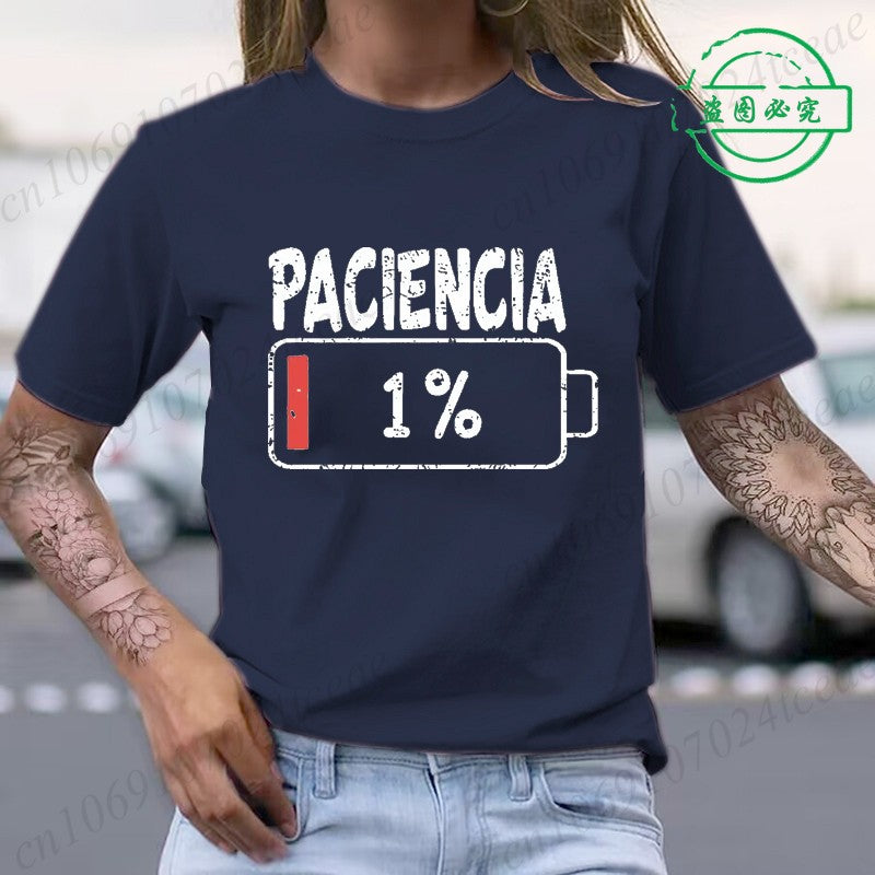 Vibrant Spanish Letter Print T-Shirts Short Sleeve Womens Casual Sports T-Shirts Summer Short Sleeved Harajuku Streetwear Tops