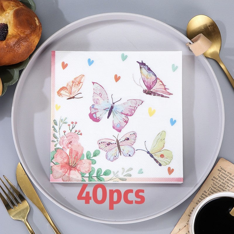 20 colored printed butterfly napkins per pack, disposable napkins for hotel parties, wedding anniversaries