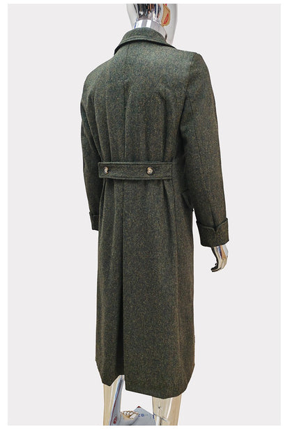 Nerazzurri Autumn Winter Long Luxury Elegant Chic Thick Warm Woolen Polo Coat for Men Double Breasted Wool & blends Overcoat