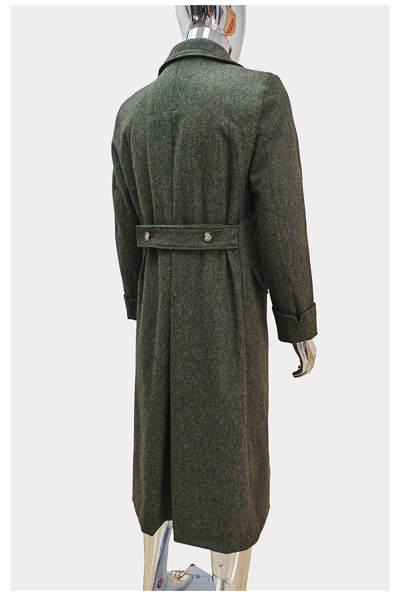 Nerazzurri Autumn Winter Long Luxury Elegant Chic Thick Warm Woolen Polo Coat for Men Double Breasted Wool & blends Overcoat