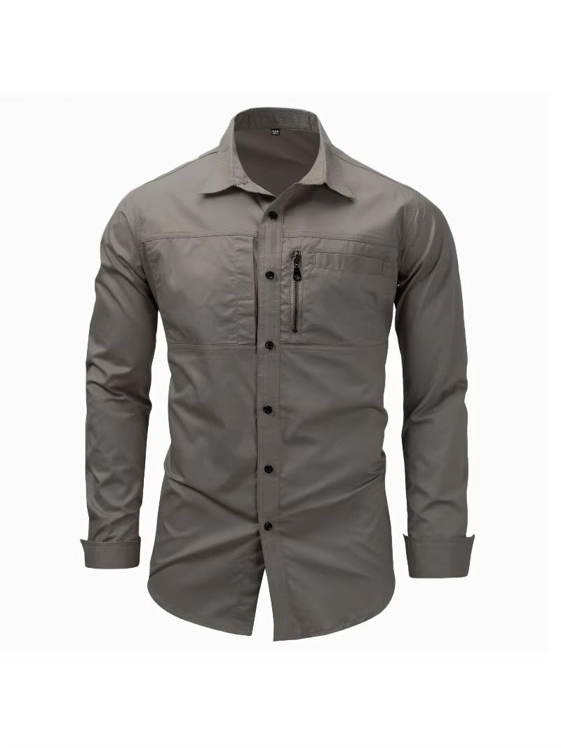 High Quality Cotton 100% Men Outdoor Long Sleeved Cargo Shirts Man Multi Pockets Loose Shirts New Male Solid Casual Shirts Eu3XL