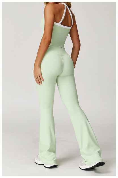 Women's Clothes 2 Pieces Workout Tracksuit Yoga Set Sportswear Gym Clothing High Waist Bell-bottoms Sexy Fitness Bta Sports Suit