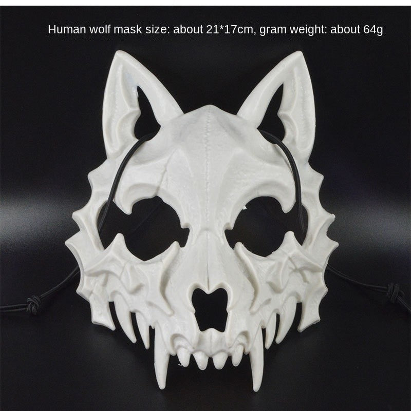 Halloween Mask Half-face Mask Cos Dragon God Fierce Tiger Night Fork Tengu Man Wolf Mask Performance Skull Masks