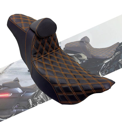 Almofada de Assento Duplo Dianteiro para Piloto Traseiro para Passageiro de Moto com Encosto para Harley Touring Road King FLTRX FLHTK Ultra 09-2023