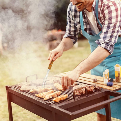 2 Pcs 10 Inch Meat Forks Stainless Steel Carving Forks with Wood Handle Long Barbecue Forks Kitchen Forks for Cooking Serving